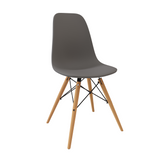 Velets Set of 4 Eifel Plastic Side Chair / Dining Chair with Wooden Leg - Gray